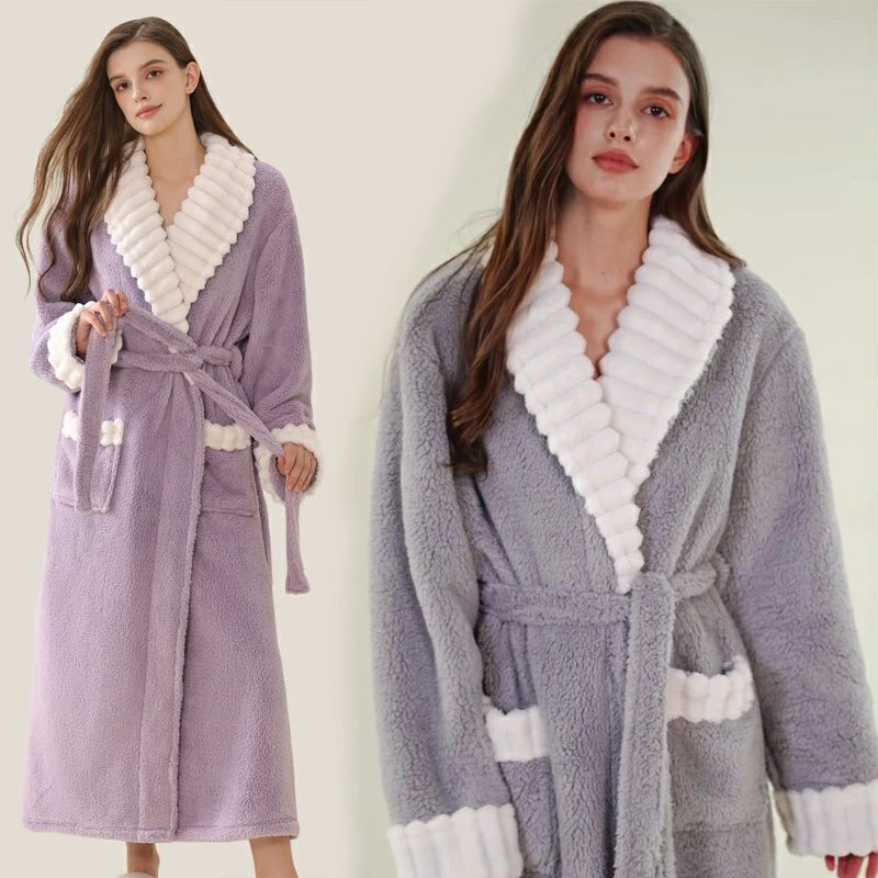 レディース もこもこ 厚手 防寒 裏起毛 秋冬 ロング おしゃれ ルームウェア タオル地 ママ バスローブ単品 大きいサイズ 高級 ガ