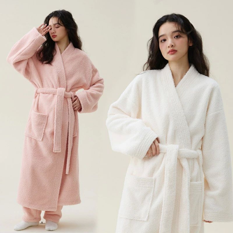 レディース もこもこ 厚手 冬 カップル パジャマ 秋冬 タオル地 ママ バスローブ単品 大きいサイズ 高級 ガウン ルームウェア バ