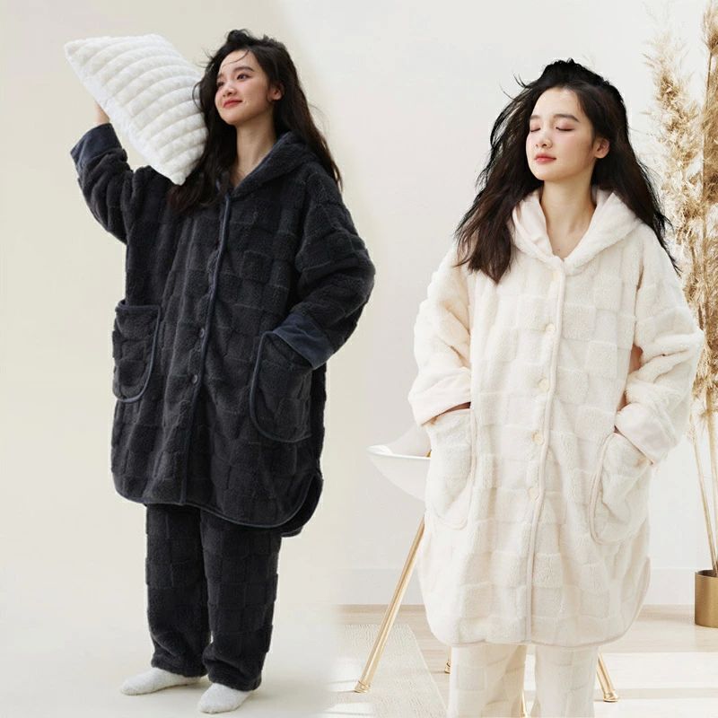 レディース もこもこ 厚手 冬 カップル パジャマ 秋冬 ルームウェア タオル地 ママ バスローブ単品 大..