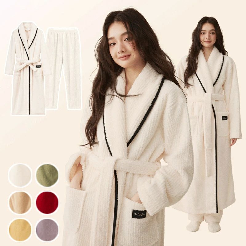 レディース もこもこ 厚手 冬 セットアップ カップル パジャマ 秋冬 ロング タオル地 ママ 2点セット ..