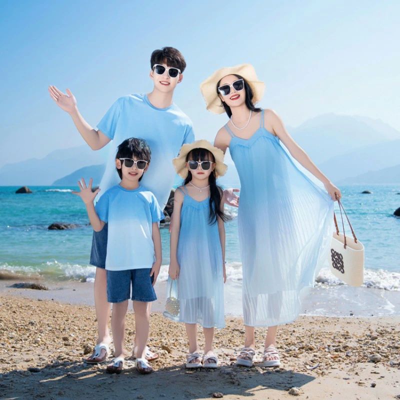 リンクコーデ 親子 ペアルック 夏 ワンピース グラデーションシャツ ペアtシャツ 親子ペア 赤ちゃん ベ..