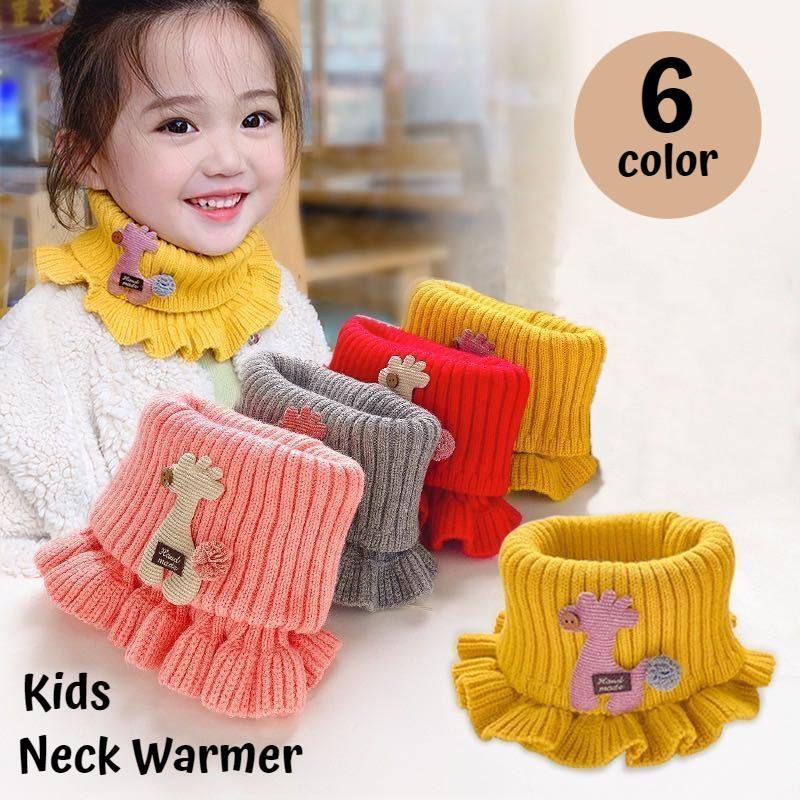 スヌード 子供用 キッズ 女の子 男の子 ニット リブ シカ アップリケ フリル マフラー かわいい 防寒 ..