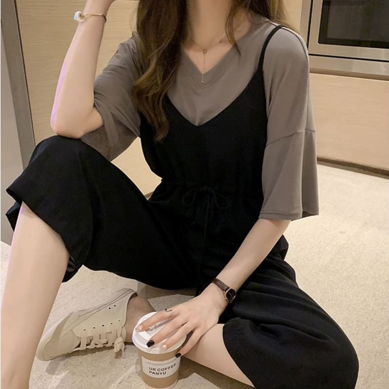 6074 30代 20代 10代 大きいサイズ 韓国 かわいい おしゃれ シャツ トップス Tシャツ セットアップ つなぎ オールインワン 夏 半