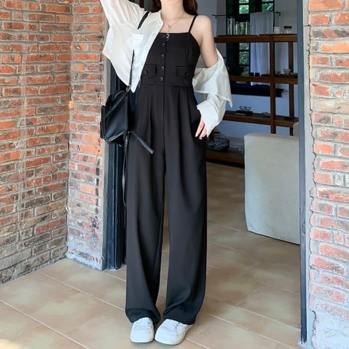 16332 おしゃれ 20代 10代 きれいめ ガーリー フォーマル カジュアル 通学 パンツスーツ 秋春夏 2点セット サロペットパンツ