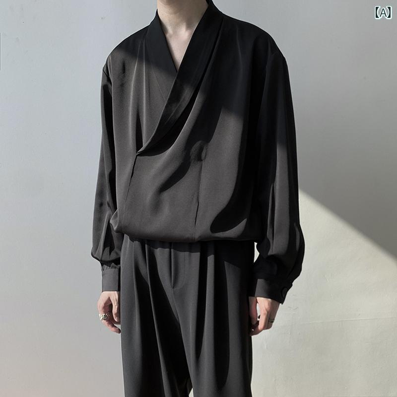 シャツ ハイエンド カップル ドレープ 高級 ライト イン メンズな シャツ フェアリーの 秋 大人 シンプ..