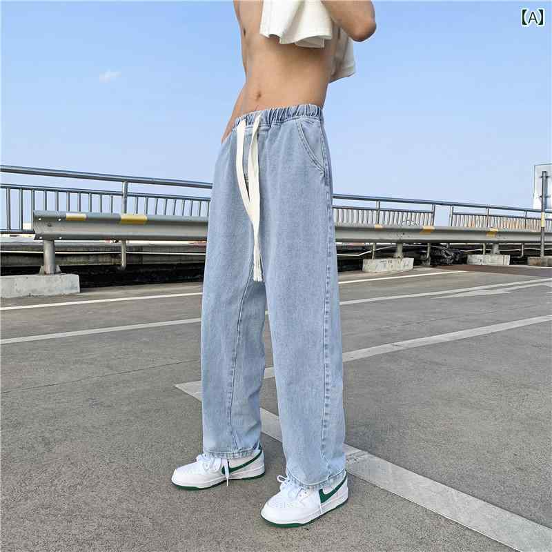 ファッション 春夏 秋冬 かっこいい オシャレ モテ 男性用 紳士服 服 韓国 シンプル 大人 春 スタイル 弾性 ウエスト 巾着 ジー