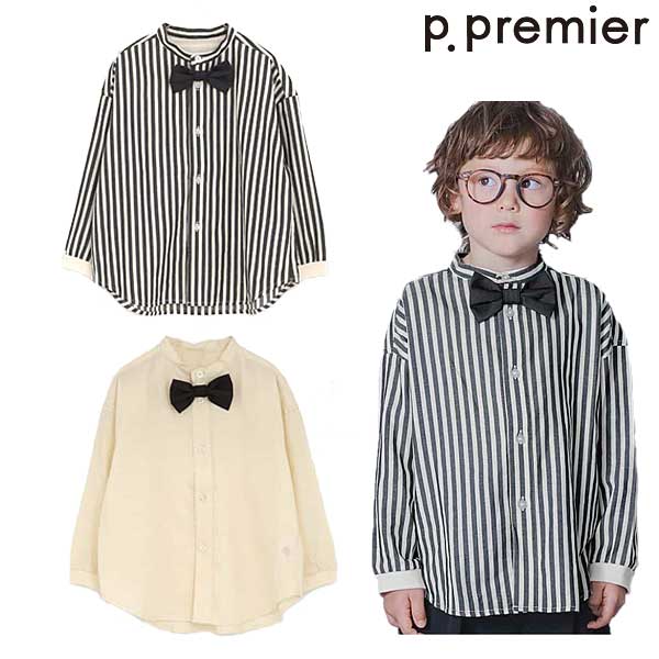 p.premier(ピードットプルミエ)蝶ネクタイ付きバンドカラーシャツ フォーマル対応110-130cmP108025