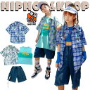 ブルー 青 デニム 柄シャツ 総柄シャツキッズ ダンス衣装 セットアップ 男の子 女の子 トップス 半袖 ショートパンツ 上下セット ダンスウェア ヒップホップ ジャズダンス ポッピング 演出服 練習着 団体服 応援団 個性派 かっこいい おしゃれ ゆっ