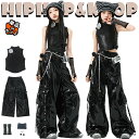 韓国 jazz 女の子 ブラック タンクトップ レザーパンツ 派手 帽子 腕カバー キッズ ダンス衣装 セットアップ 上下セット おしゃれ かっ