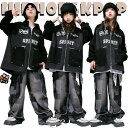 デニムパンツ ジャケット ゆったり 個性派 キッズ ダンス衣装 半袖 女の子 男の子 チェック柄 上下セット セットアップ トップス パンツ カジュアル ヒップ...