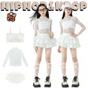 jazz 韓国 k-pop HIPHOP 女の子 子供服 夏用 キッズ ダンス衣装 セットアップ 無地 キャミソール 長袖 メッシュ トップス ティアードス