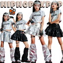 シルバー 黒 シャツ スカート キッズ ダンス衣装 セットアップ 女の子 子供 銀 おしゃれ かっこいい キラキラ 柄 上下セット 仮装 チア