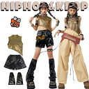 k-pop 衣装 ゴールド へそ出しトップス キッズダンス衣装 セットアップ 女の子 tシャツ レザー 黒 ショートパンツ カーキ ロング サルエ
