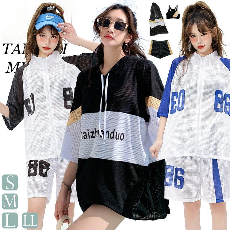 水着 中学生 レディース 韓国 水着 高校生 スポーツ 女の子 体型カバー 露出控え セット スポーティー 3点セット セパレート