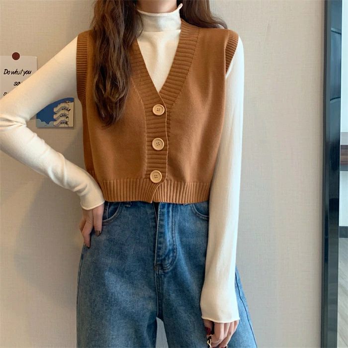 ニットベスト ジレ ニット レディース カーディガン ニットカーディガン 深Vネック春秋冬 ベスト 前開..