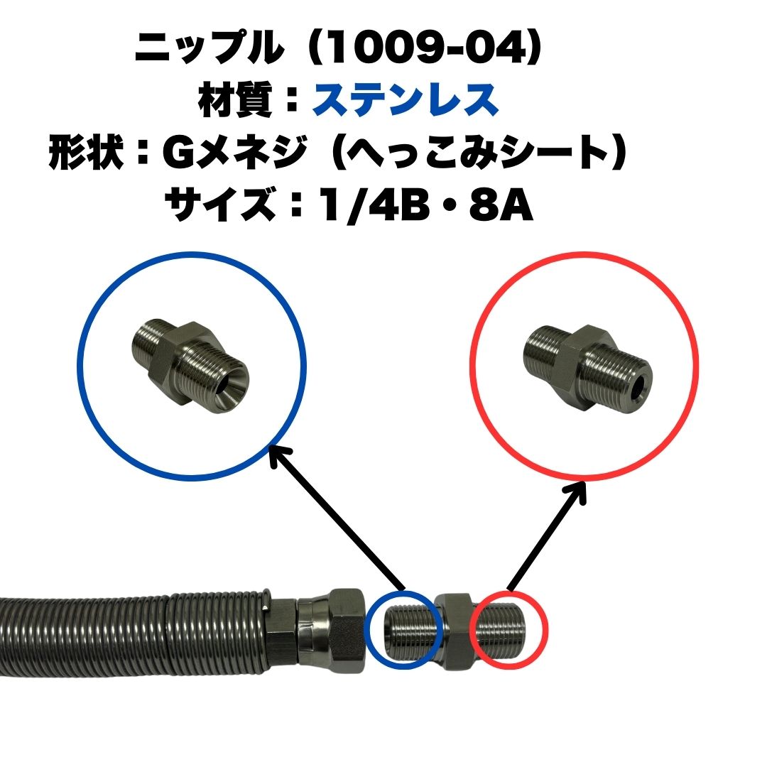 洲本整備機械製作所、安全自動車 等用 1/4 (2分) 高圧洗浄ホース 高圧ホース (1005＋ニップル付＋SP) 【10m/15m/20m/30m/40m/50m】 金具全部ステレンス製
