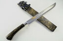 【熟練職人合作 狩猟剣鉈漆拵】005 【虎龍彫刻】狩猟剣鉈漆拵300 白鋼 磨 ステンツバ 木鞘:柄漆(黒金チラシ)【豊国作】【訳有/傷有 展示会展示商品 ノー...