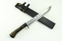 【鍛冶師&漆職人】剣鉈【漆拵:黒金チラシ】【全身龍彫刻 】 245 白鋼 両刃 黒ツバ 木鞘 黒石目漆 【豊国作】★剣鉈 アウトドア 狩猟 ナイフ★