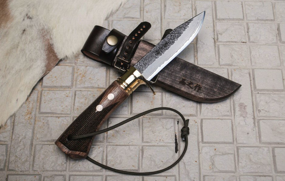 ダマスカス・コンパクト山鉈120　黒槌目仕上 ステンレスツバ輪★剣鉈 土佐刃物 ソロキャンプ アウトドア 狩猟 ナイフ★