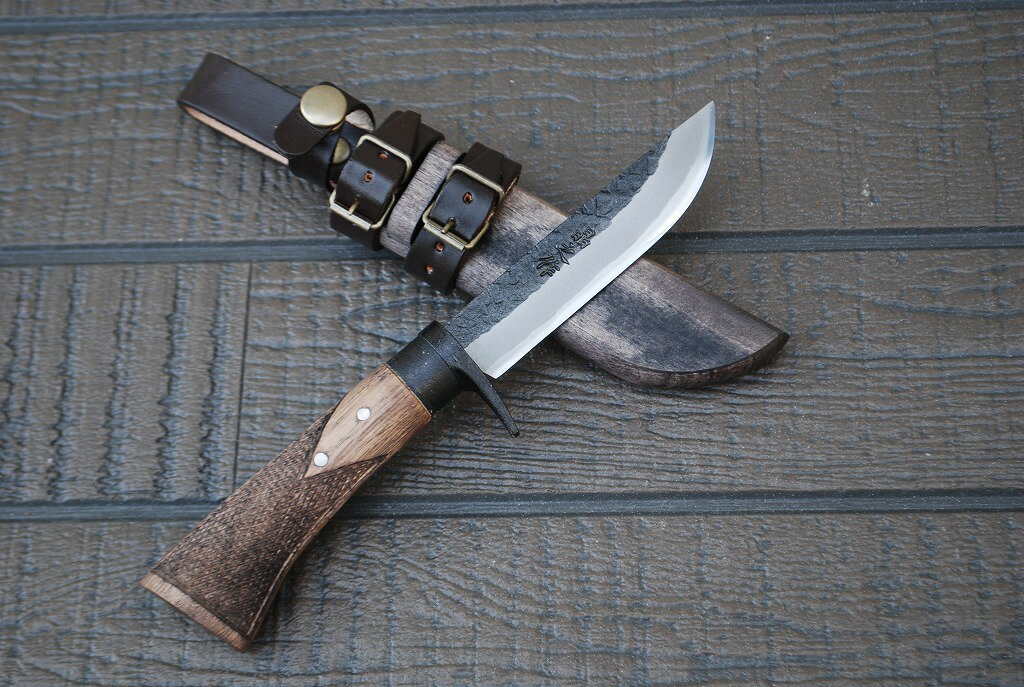 土佐鍛MINI剣鉈110 鮎型 土佐オリジナル白鋼　樫オイルステン テェッカー★剣鉈 土佐刃物 ソロキャンプ ..