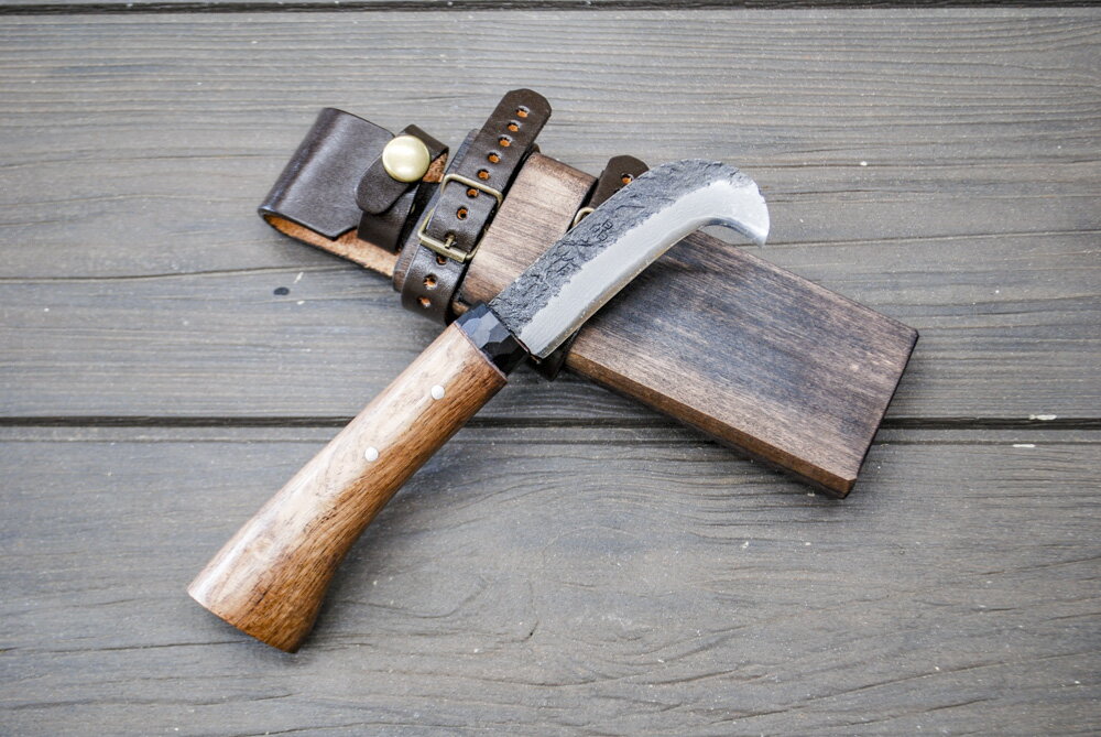 山菜狩りナイフ 60mm　青紙スーパー鋼　木鞘 登山 キャンプ 軽作業 アウトドア