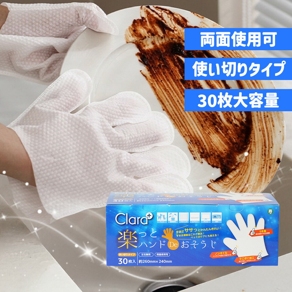 掃除手袋 使い捨て ホコリ汚れ取り ワイパー手袋 30枚 お掃除ミトン 左右兼用 モップ手袋 サッシ すき..