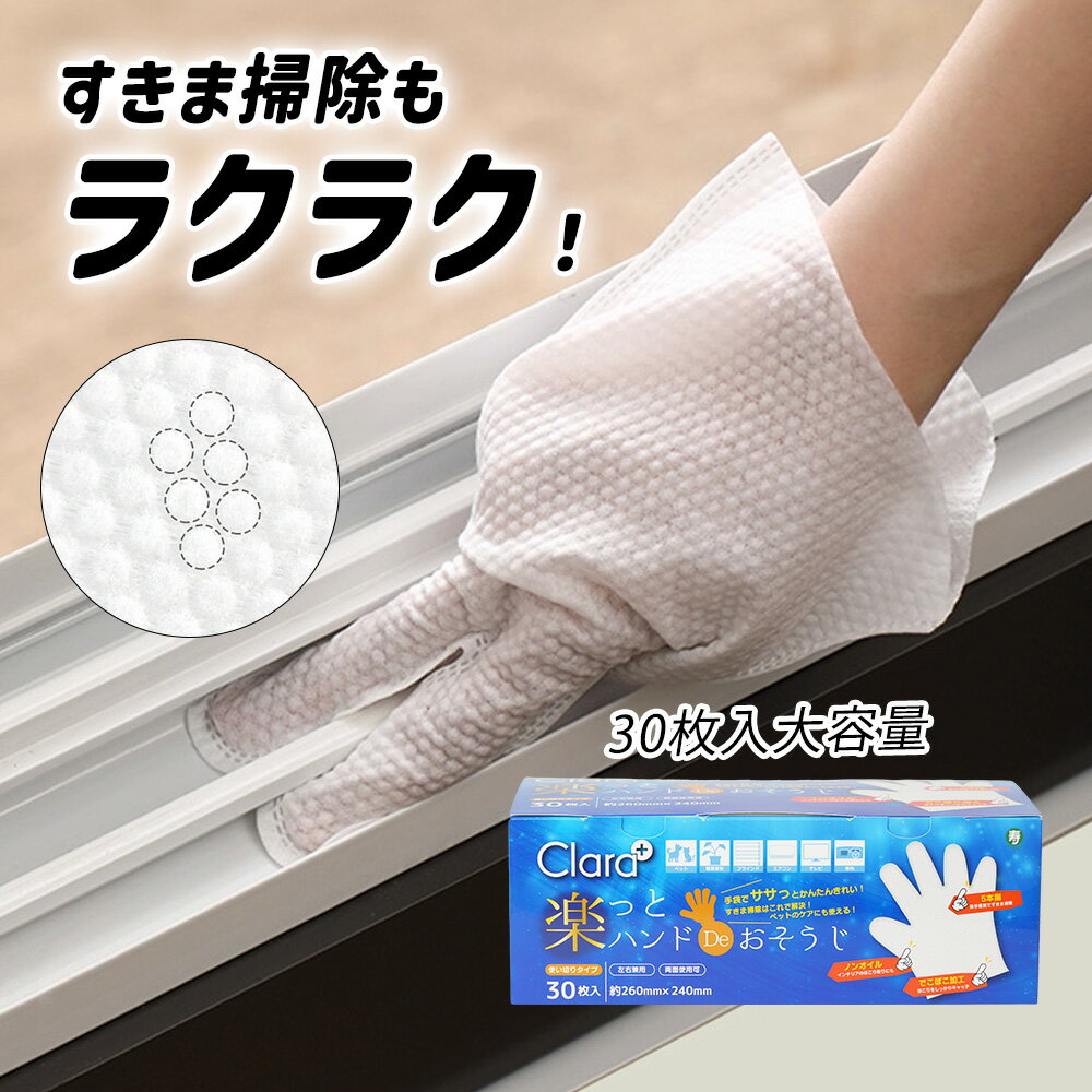 掃除手袋 使い捨て ホコリ汚れ取り ワイパー手袋 30枚 お掃除ミトン 左右兼用 モップ手袋 サッシ すき..
