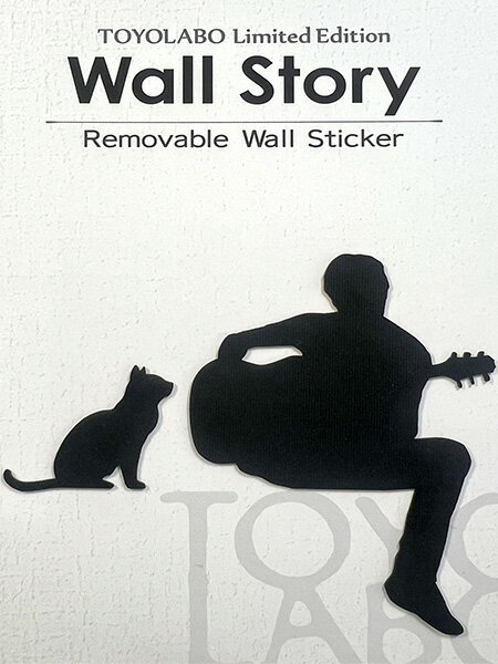 猫 ウォールステッカー【CAT LIFE ギター】wall story インテリア 猫 壁 シール ネコ ねこ 猫雑貨 雑貨 グッズ かわいい デコレーション 簡単 はがせる 黒猫 猫ステッカー