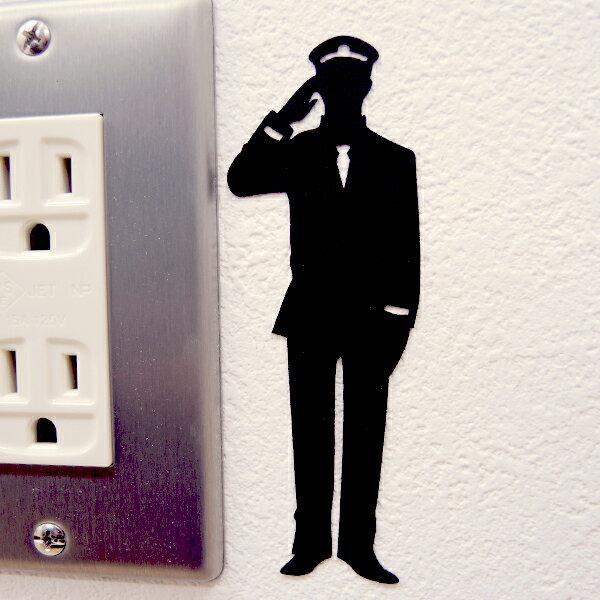 電車 ウォールステッカー【はたらくおじさん(駅員B)】シルエット インテリア 鉄道 壁 シール デコ