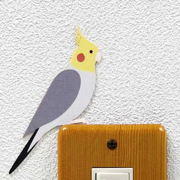 鳥 カラーウォールステッカー【BIRD LIFE Color　オカメインコ 灰色(右向き)】コンパニ ...