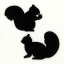 動物 蒔絵シール【Love animal リスA(2匹) 黒 30mm】りす リス 雑貨 ケータイ スマホ iPhone デコ ステッカー かわいい ワンポイント iQOS アイコス