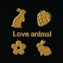 動物 蒔絵シール【Love animal ウサギ（花とイチゴ） 金 30mm】うさぎ ウサギ 雑貨 ケータイ スマホ iPhone デコ ステッカー かわいい　ワンポイント ラビット iQOS アイコス