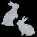 動物 蒔絵シール【Love animal ウサギA(2匹) 銀 55mm】うさぎ ウサギ 雑貨 ケータイ スマホ iPhone デコ ステッカー かわいい ワンポイント ラビット