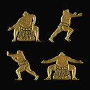 相撲 蒔絵シール【力士4人 金 30mm】すもう 和グッズ 和雑貨 スージョ 相撲女子 日本 日本文化 ケータイ スマホ iPhone デコ ステッカー iQOS アイコス