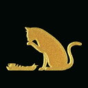 猫 蒔絵シール【Love cat キャット(ごちそうさま) 金 30mm】 ねこ ネコ シール 動物 ケータイ スマホ カバー デコ iPhone デコ ステッカー かわいい ワンポイント シルエット iQOS アイコス