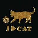 猫 蒔絵シール【Love cat キャット(毛糸玉) 金 30mm】 ねこ ネコ シール 動物 ケータイ スマホ カバー デコ iPhone ステッカー かわいい ワンポイント シルエット iQOS アイコス