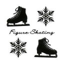 フィギュアスケート 蒔絵シール【FIGURE スケート靴と結晶 黒 30mm】男子 女子 ウィンタースポーツ iQOS アイコス ケータイ スマホ iPhone デコ ステッカー ワンポイント シール