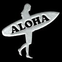 ハワイアン ステッカー 蒔絵シール【HAWAII サーファーガール 銀 30mm】サーファー ケータイ スマホ iPhone デコ 雑貨 はわい ワンポイント 蒔絵シール iQOS アイコス