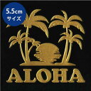 ハワイアン ステッカー 蒔絵シール【HAWAII　サンセット 金 55mm】ケータイ スマホ iPhone デコ 雑貨　蒔絵シールはわい ワンポイント アロハ 1