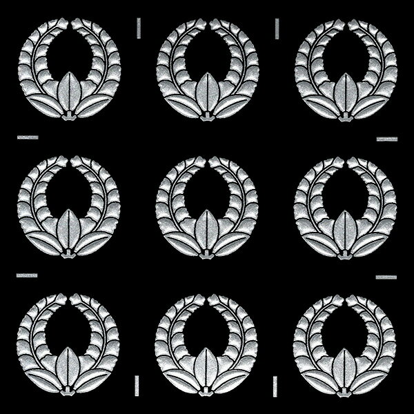 家紋 ステッカー 蒔絵シール「上り藤/SV 15mm」 銀 9個付　ケータイ スマホ iPhone デコ ステッカー 和柄 剣道 シール　彩蒔絵 家紋シール