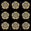 家紋 ステッカー 蒔絵シール「織田瓜/GD 15mm」 金 9個付 ケータイ スマホ iPhone デコ ステッカー 和柄 剣道 シール 彩蒔絵 家紋シール