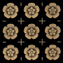 家紋 ステッカー 蒔絵シール「試作品 織田瓜 /GD 15mm」 金 9個付 ケータイ スマホ iPhone デコ ステッカー 和柄 剣道 シール 彩蒔絵 家紋シール