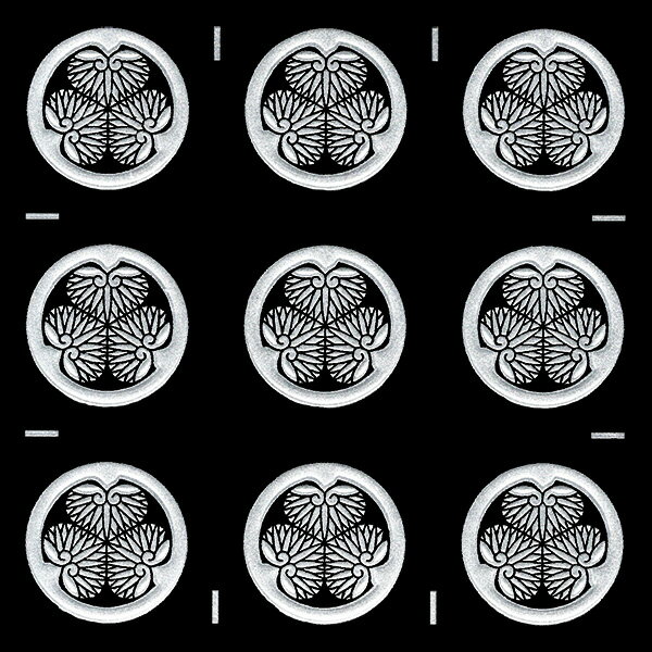 家紋 ステッカー 蒔絵シール「丸に水戸葵/SV 15mm」 銀 9個付　ケータイ スマホ iPhone デコ ステッカー 和柄 剣道 シール　彩蒔絵 家紋シール