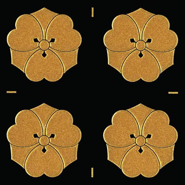 家紋 ステッカー 蒔絵シール「剣片喰/GD 24mm」 金 4個付 ケータイ スマホ iPhone デコ ステッカー 和柄　家紋 シール　剣道　胴　武具 iQOS アイコス