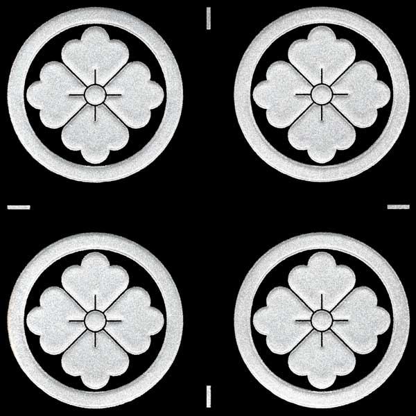 原産国：日本製 ※シール柄サイズ：(約)2.4cm×2.4cm 戦国武将の家紋ステッカーシリーズ！ 蒔絵シールの高級さが家紋の良さを引き立たせます 色違いはこちら 30mmタイプはこちら