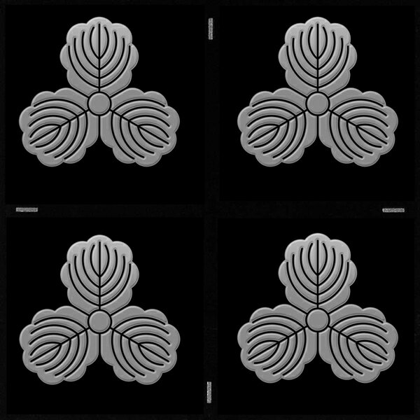 家紋 ステッカー 蒔絵シール「三柏/SV 24mm」 銀 4個付 ケータイ スマホ デコ ステッカー 和柄 剣道 シール　彩蒔絵 家紋シール