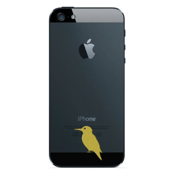 鳥 蒔絵シール【Love bird カワセミ 金 30mm】バードウォッチング ステッカー ケータイ スマホ iPhone デコ ステッカー 小鳥 雑貨 野鳥 かわいい ワンポイント とり iQOS アイコス