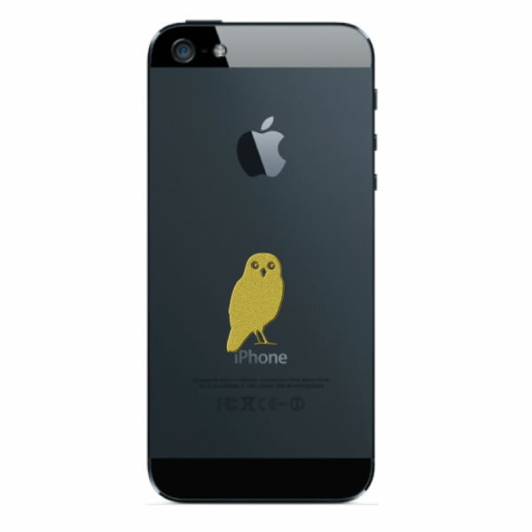 鳥 蒔絵シール【Love bird フクロウ 金 30mm】バードウォッチング ステッカー　ふくろう グッズ フクロウ 雑貨 ケータイ スマホ iPhone デコ ステッカー iQOS アイコス