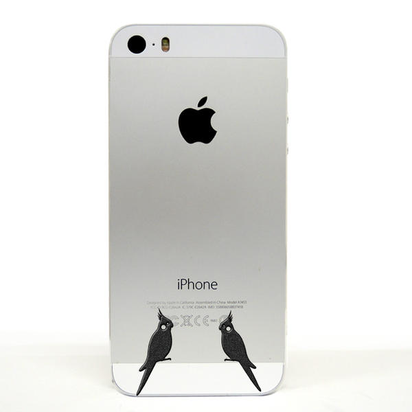 鳥 蒔絵シール【Love bird オカメインコ 黒 30mm】ステッカー ケータイ スマホオ カメインコ 雑貨 iPhone デコ ステッカー　コンパニオンバード iQOS アイコス