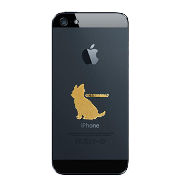 犬 蒔絵シール 【Love dog チワワ（お座り）金 30mm】犬 雑貨 チワワ　ステッカー　ケータイ スマホ iPhone デコ ステッカー ワンちゃん いぬ iQOS アイコス 3